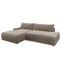 ECKSOFA mit Schlaffunktion - Longchair - Hellgrau/Schwarz, Kunststoff/Textil (253/167cm) - home24