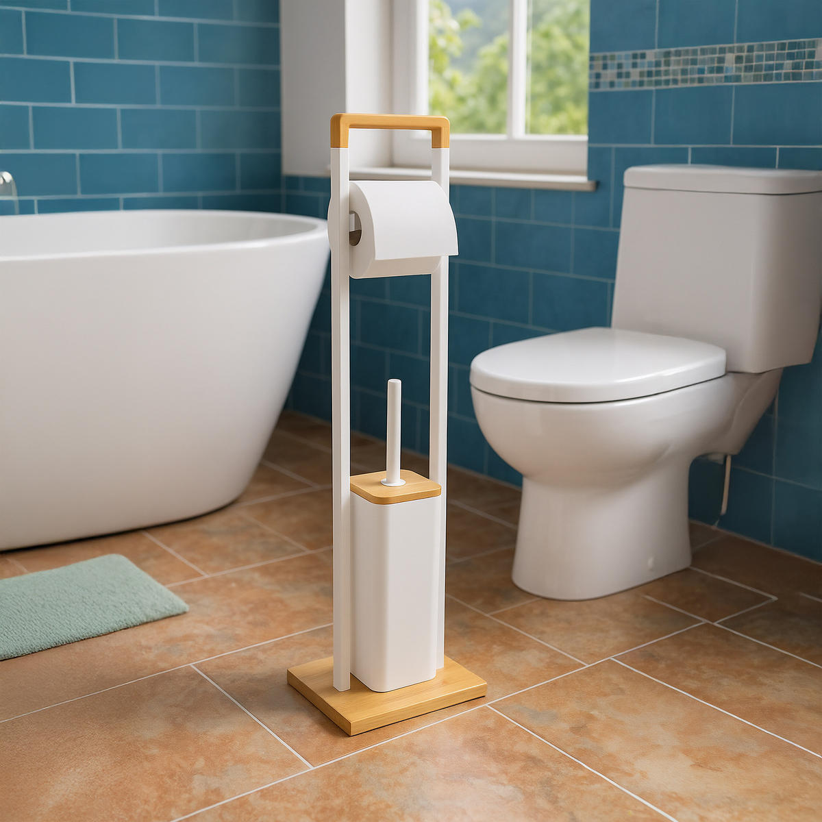 WC-GARNITUR - Weiß, Holz/Kunststoff (18/28/76.5cm) - Relaxdays