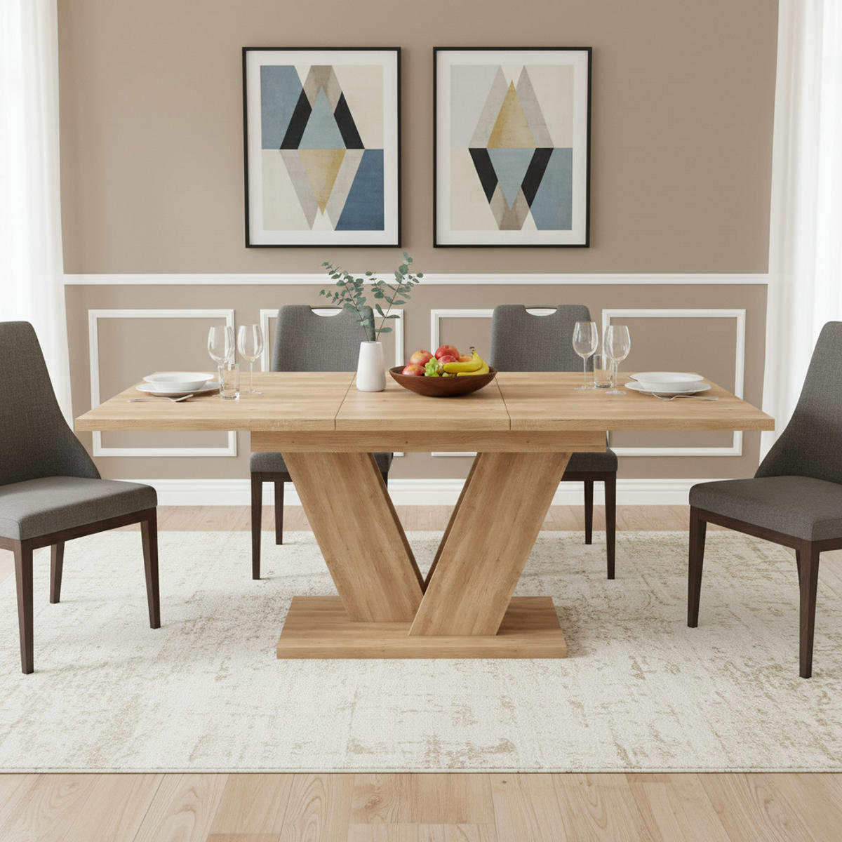 ESSTISCH ausziehbar 140–180x80 cm für 4–6 Personen – rechteckig, Eichenoptik, V-Beine, stabiler Esszimmertisch modern - Eiche Artisan, Holzwerkstoff (180/80/75.5cm) - Ej. Life