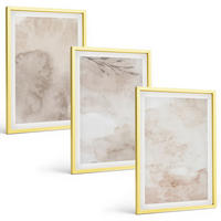 BILDER SET 3er Set - 40x60 cm Goldrahmen - Verschüttete Boho-Aquarellfarben - Goldfarben, Kunststoff (40/60cm) - TULUP