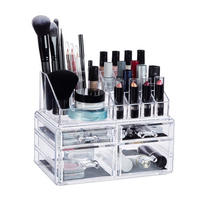 MAKE-UP Organizer - Transparent, Kunststoff (23.5/19/14cm) - Relaxdays