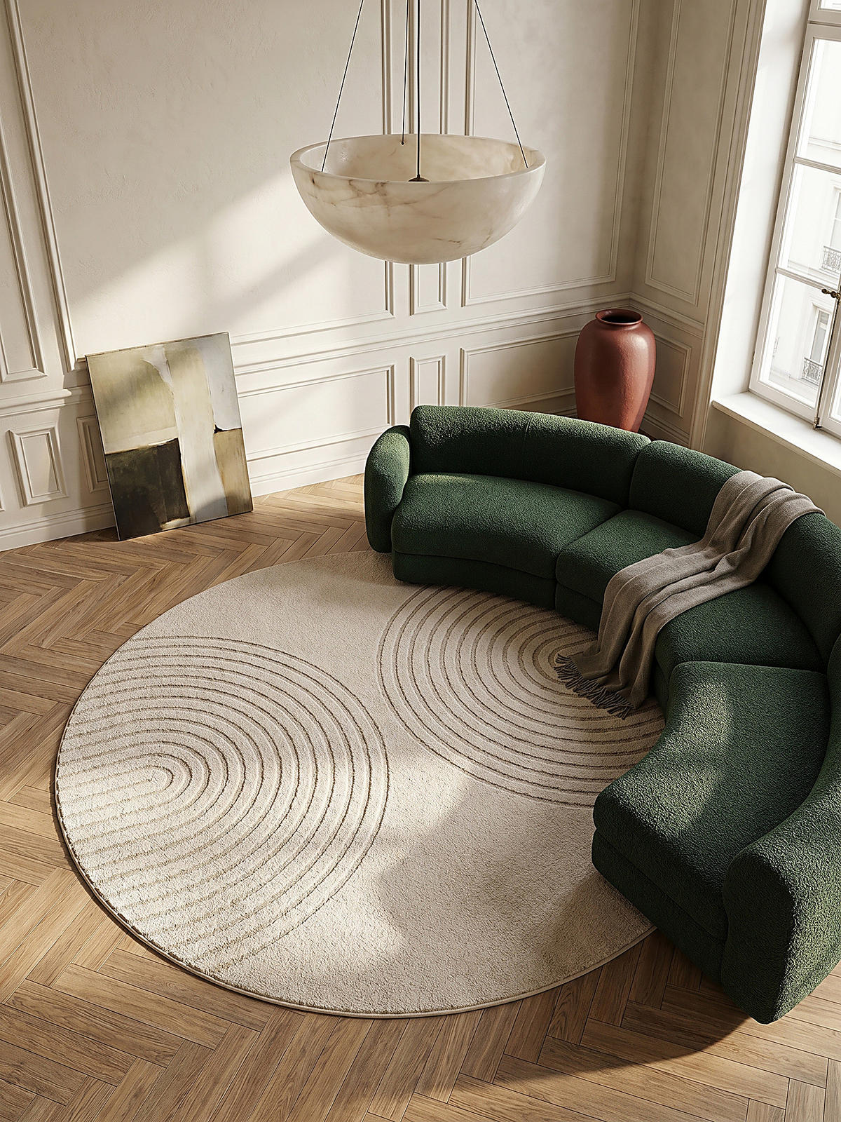 RUNDTEPPICH Geometrisch MUOTA Polypropylen Beige 120 x 120 cm - Beige, Textil (120/120cm) - KADIMA DESIGN