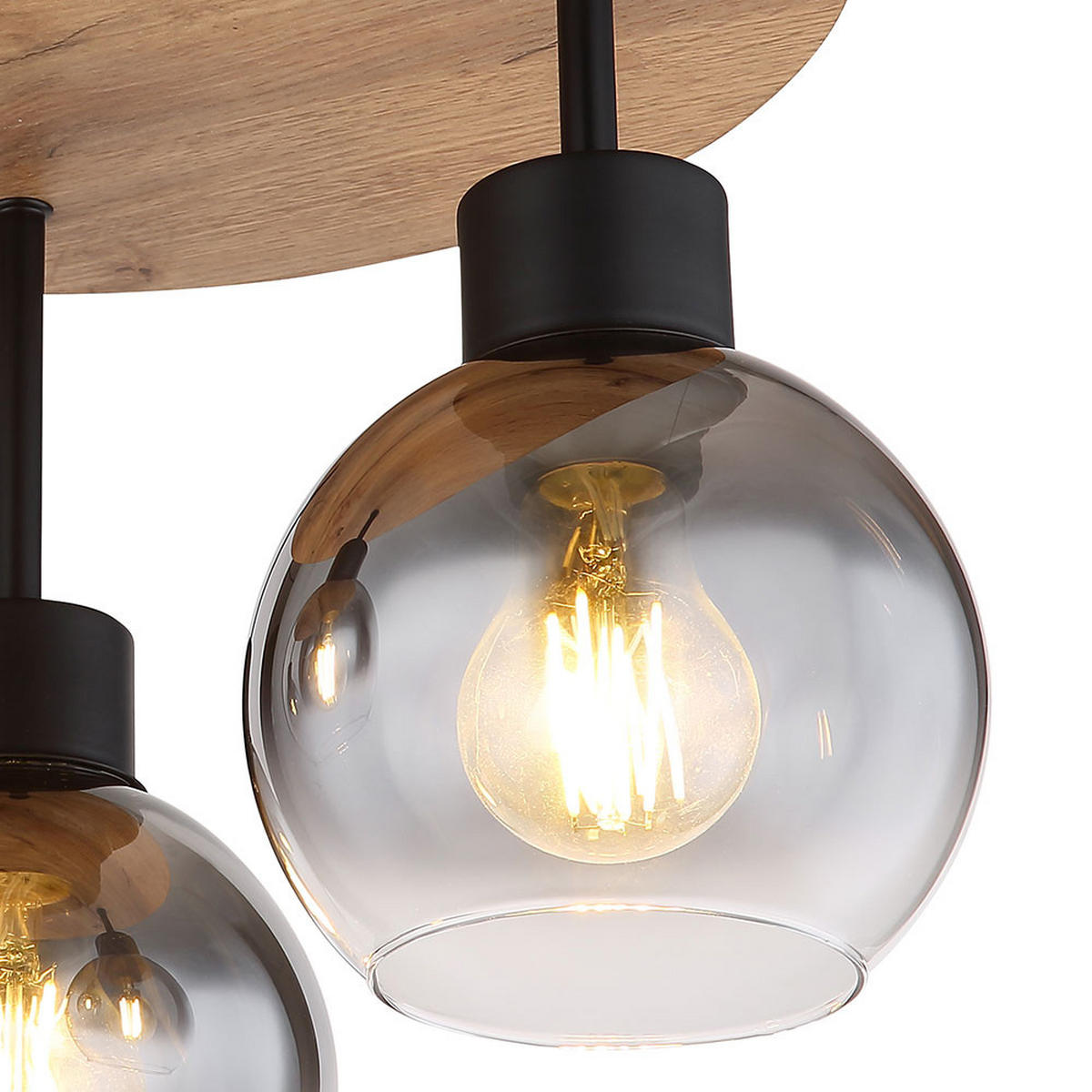 DECKENLEUCHTE MDF Braun Rauchglas - Braun, Glas (38/38/30cm) - Globo Lighting