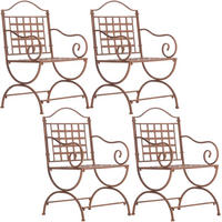 GARTENSTUHL 4er Set Metall antik braun - Braun, Metall (56/92/53cm) - CLP