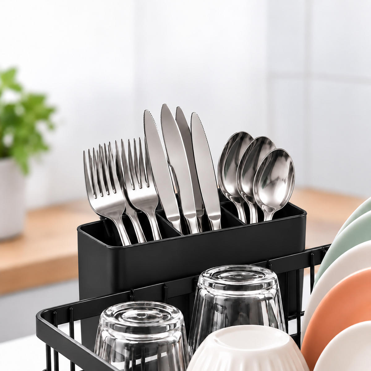 ABTROPFGESTELL Schwarz mit Abfluss und Stange 51 cm - Schwarz, Kunststoff/Metall (51/27.5/29.5cm) - Relaxdays
