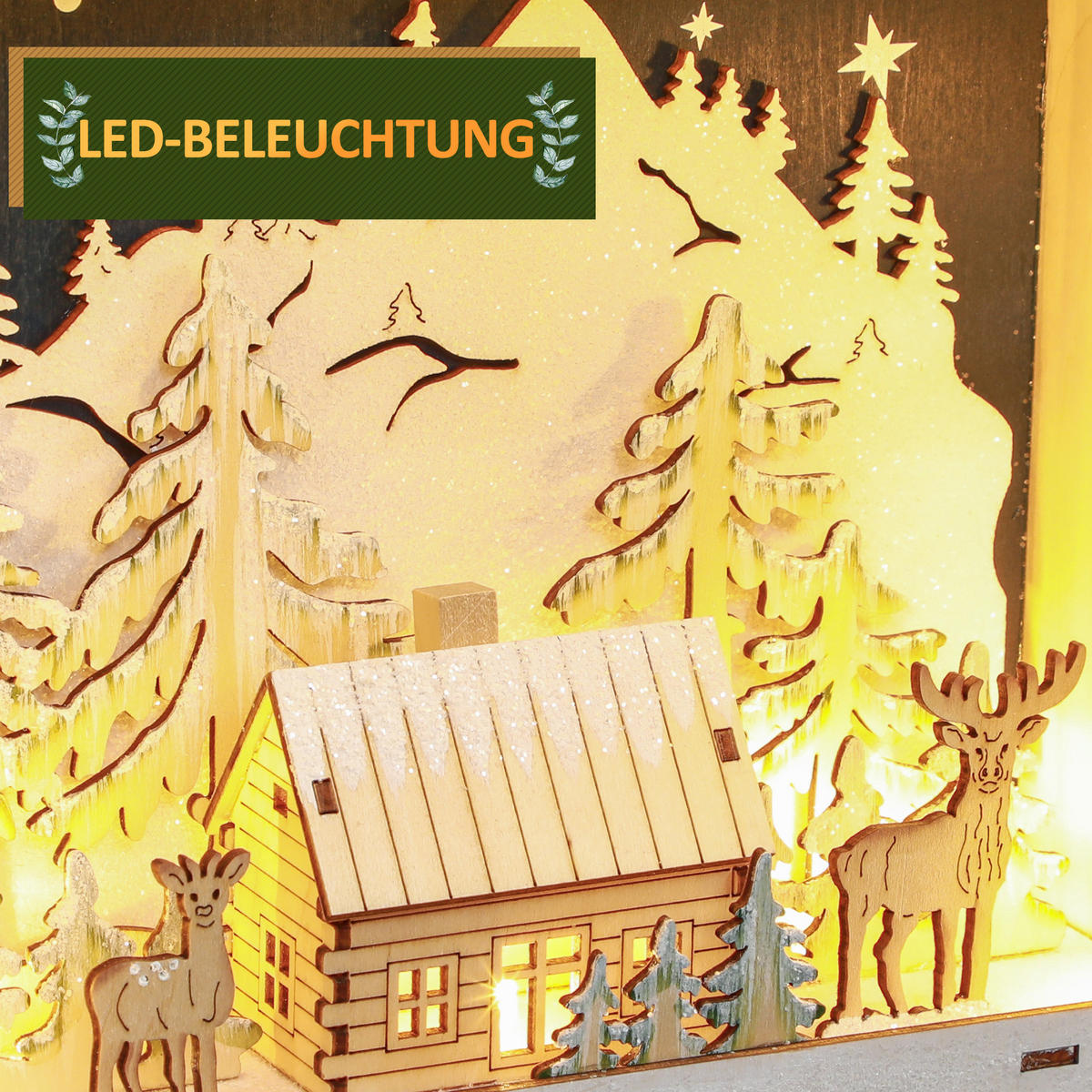 WEIHNACHTS-ADVENTSKALENDER - Rot, Holzwerkstoff (7/34/34cm) - HOMCOM
