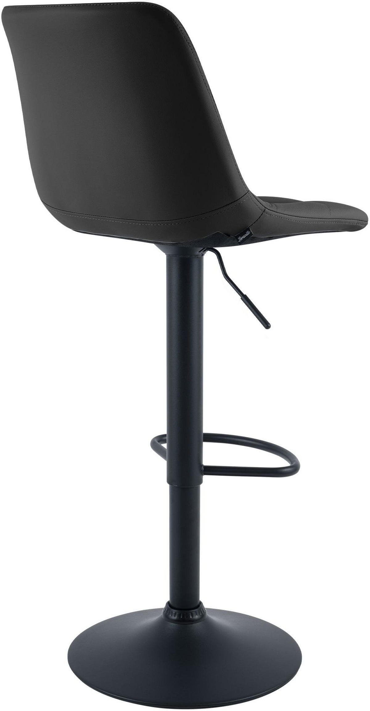 BARHOCKER Lederlook Schwarz - Schwarz, Textil/Metall (44/108/50cm) - CLP