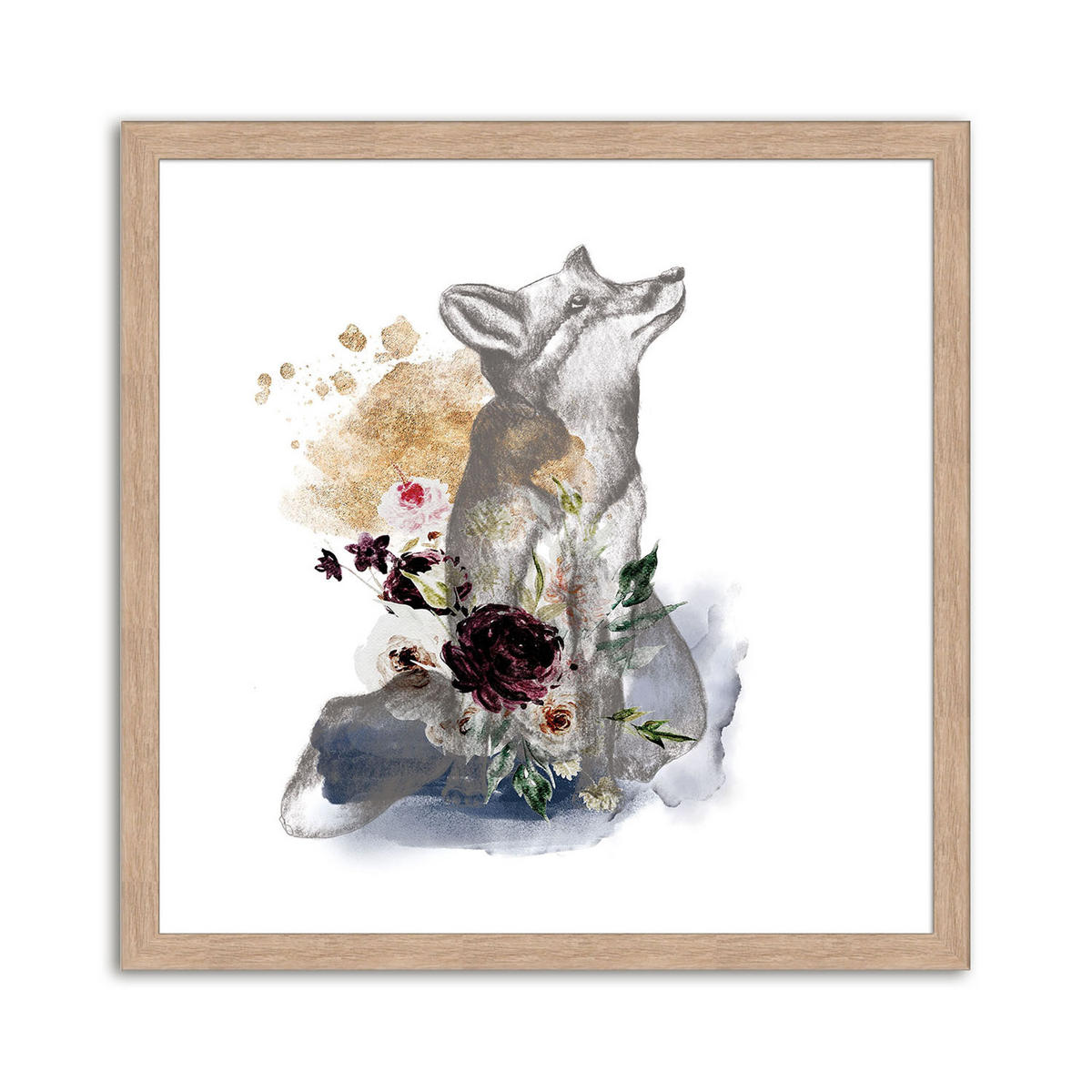 BILDER-SET mit Rahmen 4 x 30x30 cm Tiere Pastelltöne - Beige, Holz (30/30cm) - artissimo