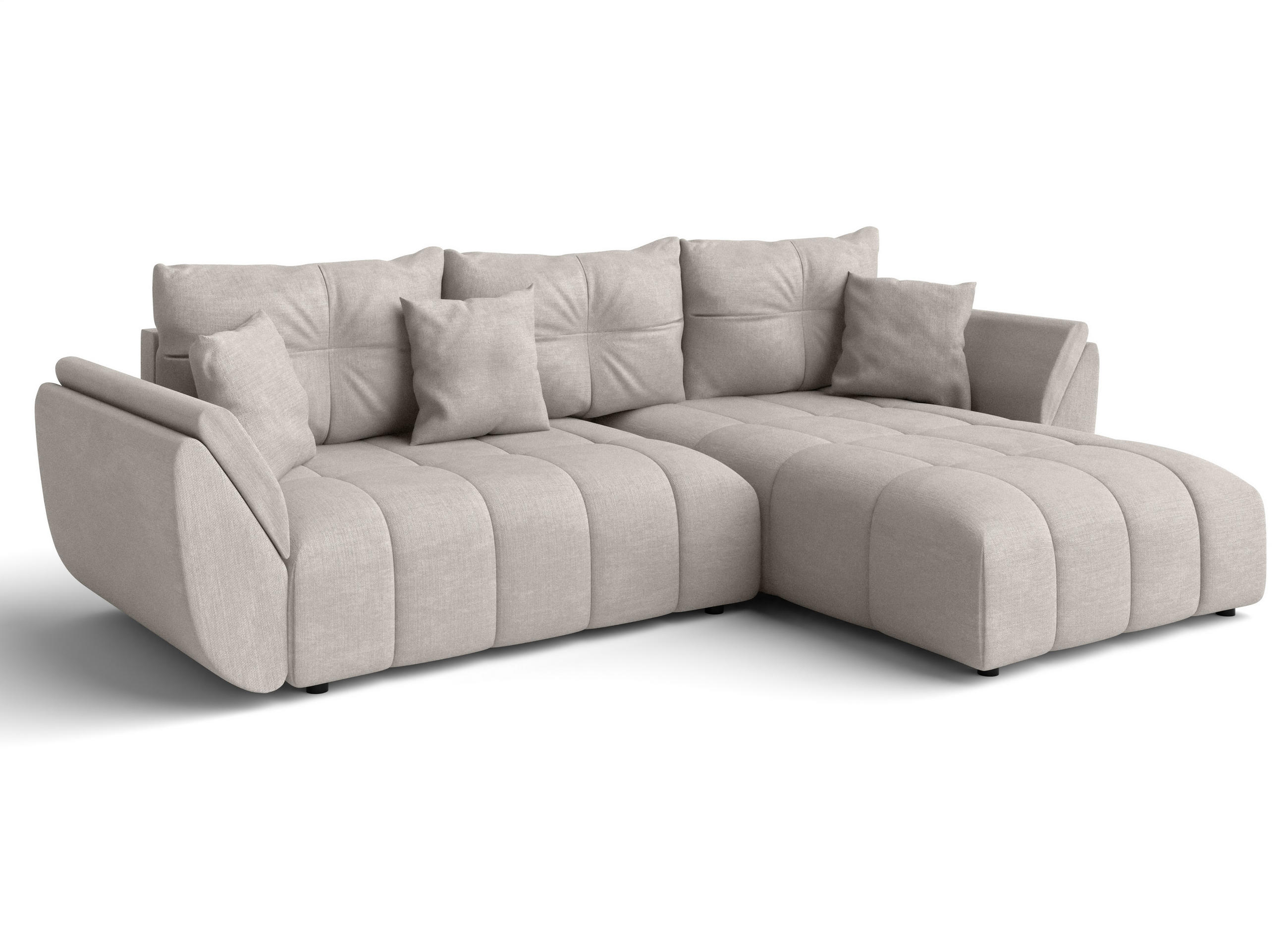 ECKSOFA L Form Antalya Beige 280/190/91 cm – mit Bettkasten - Beige/Schwarz, Kunststoff/Textil (280/190cm) - AX Living