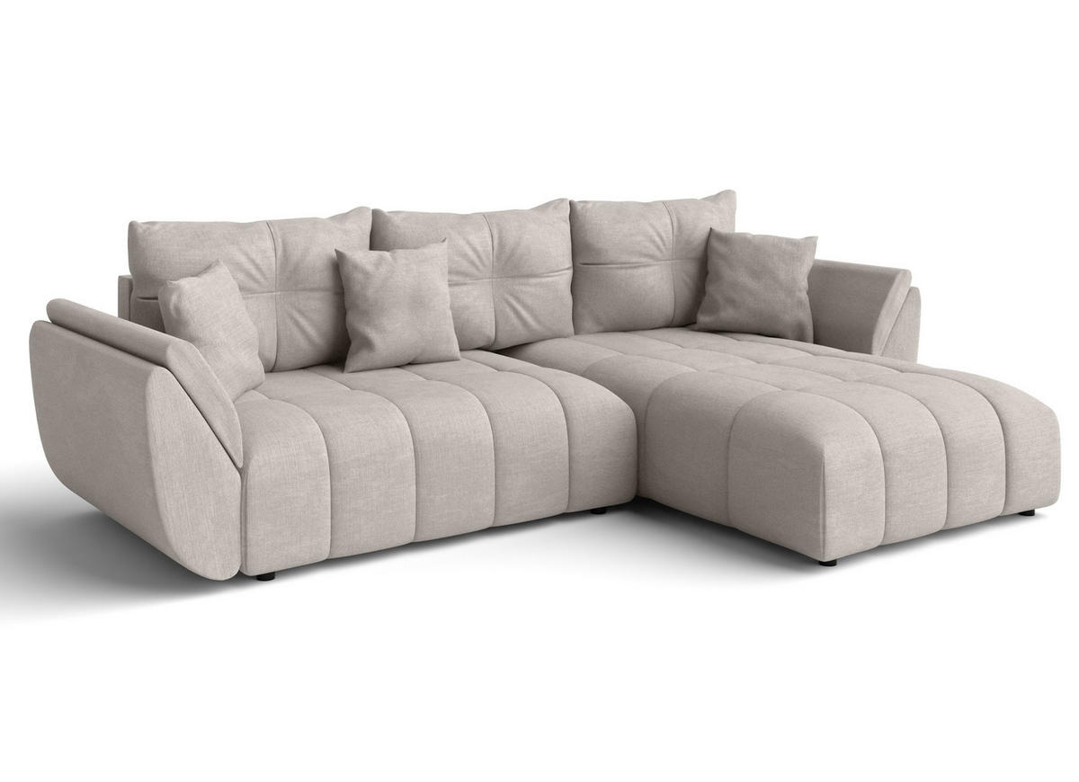 ECKSOFA L Form Antalya Beige 280/190/91 cm – mit Bettkasten - Beige/Schwarz, Kunststoff/Textil (280/190cm) - AX Living