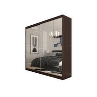 ŠATNÍ SKŘÍŇ S POSUVNÝMI DVEŘMI FIORELLA, 200/216/61 cm 2dveřová se zrcadlem, dekor wenge - barva Wenge, kompozitní dřevo (200/216/61cm) - MASSENO