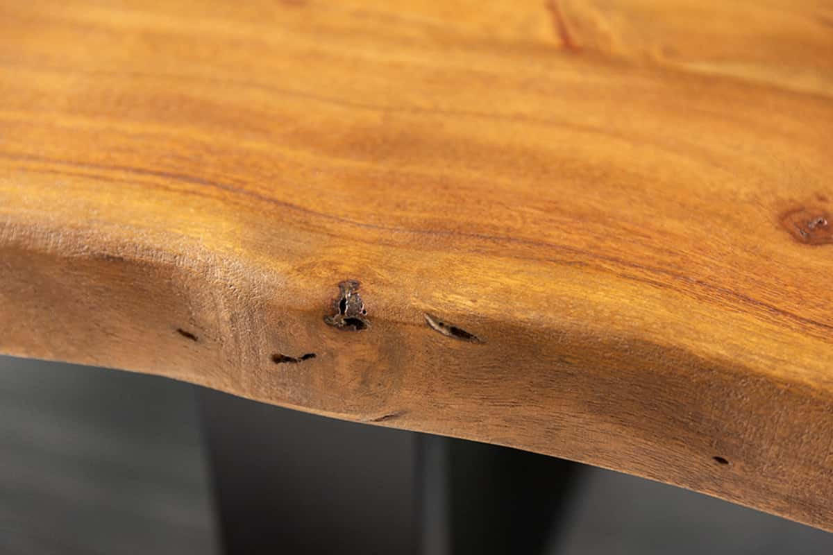 COUCHTISCH MAMMUT Akazie kufen Natur|Schwarz 110cm - Schwarz/Braun, Holz/Metall (60/110/40cm) - riess-ambiente