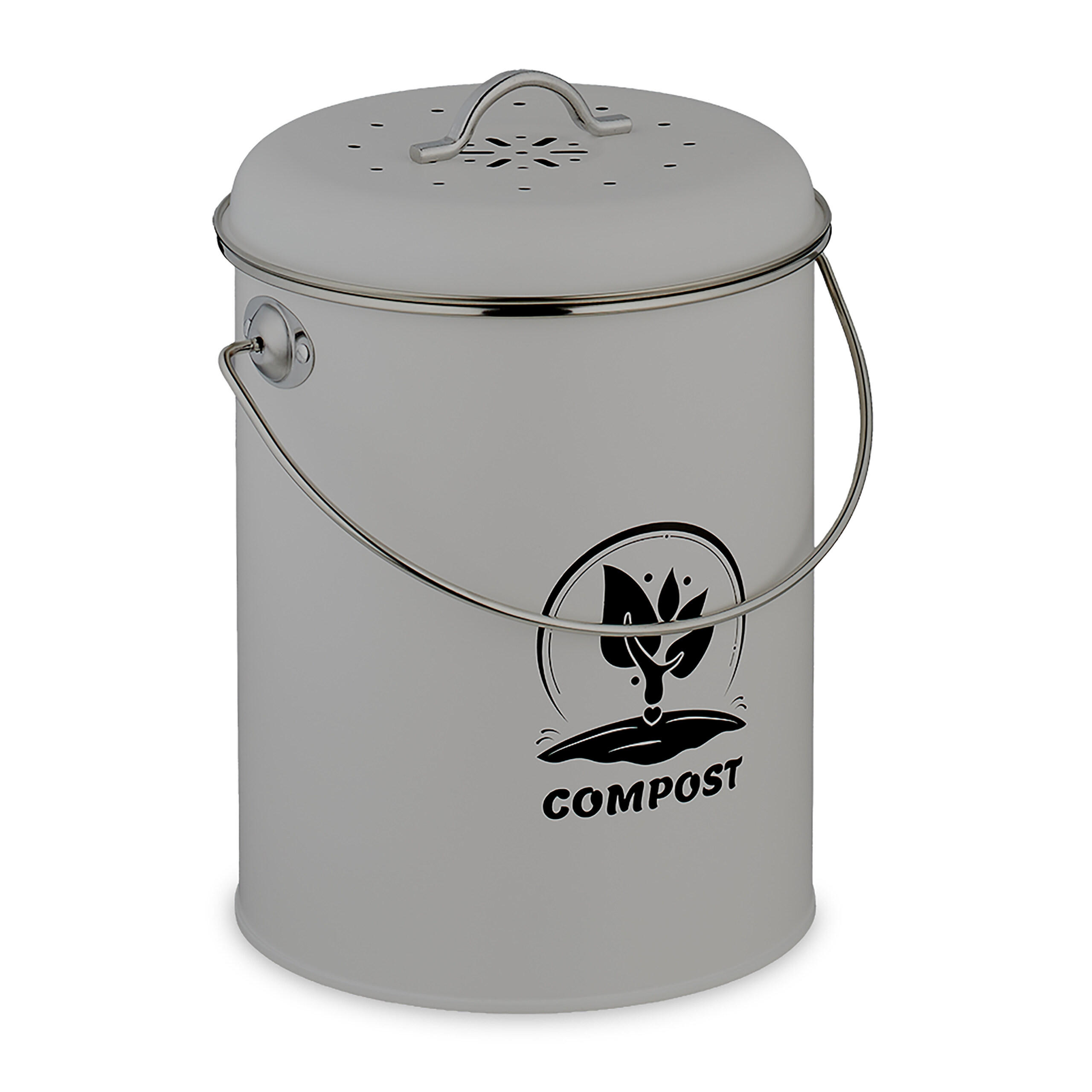 KOMPOSTOVÝ kôš - sivá, kov/textil (22/27/19cm) - Relaxdays
