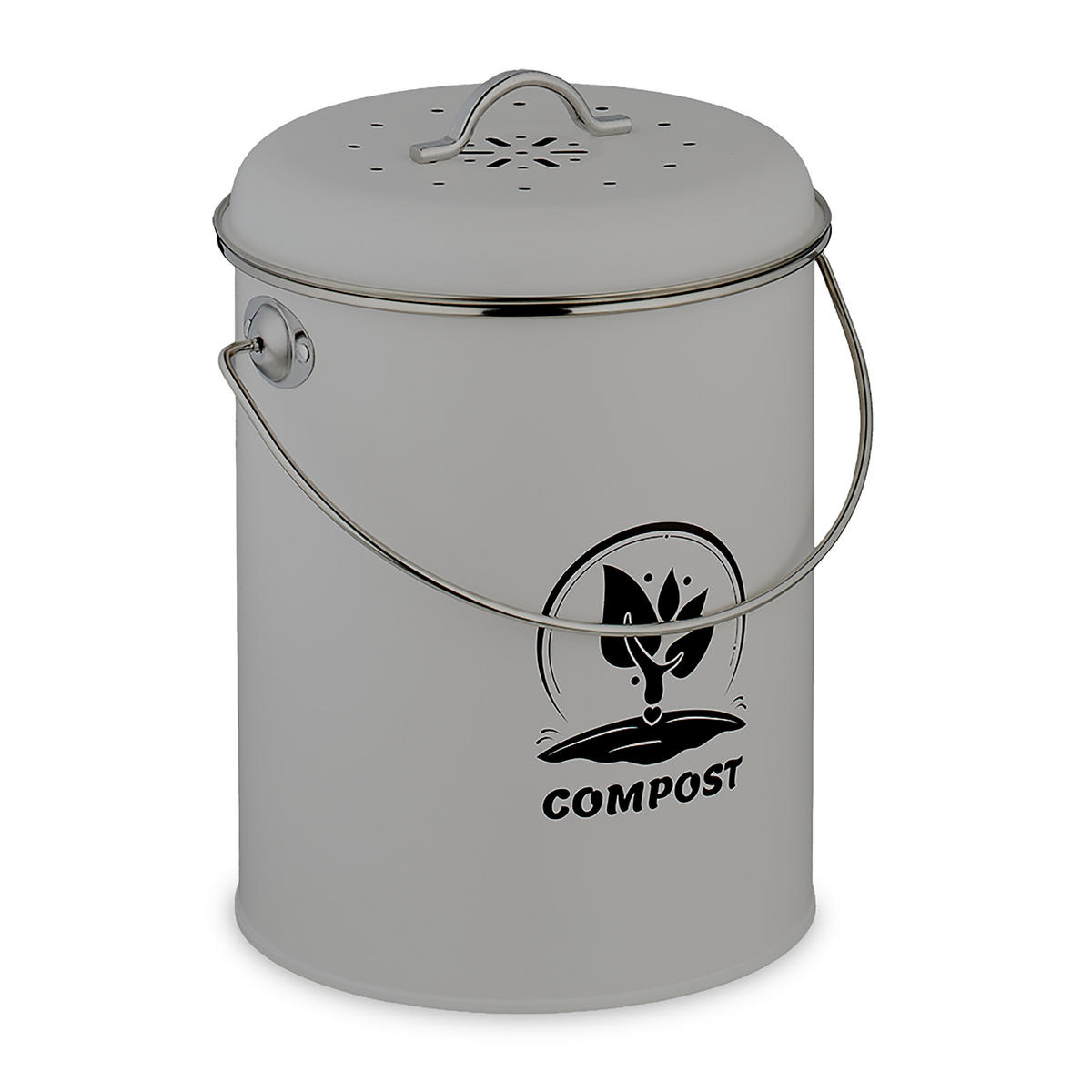 KOMPOSTOVÝ kôš - sivá, kov/textil (22/27/19cm) - Relaxdays