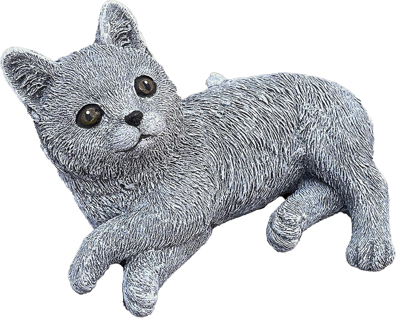 STEINFIGUR Katze Angelina liegend frostfest Steinguss - Grau, Stein (14/9/10cm) - stoneandstyle