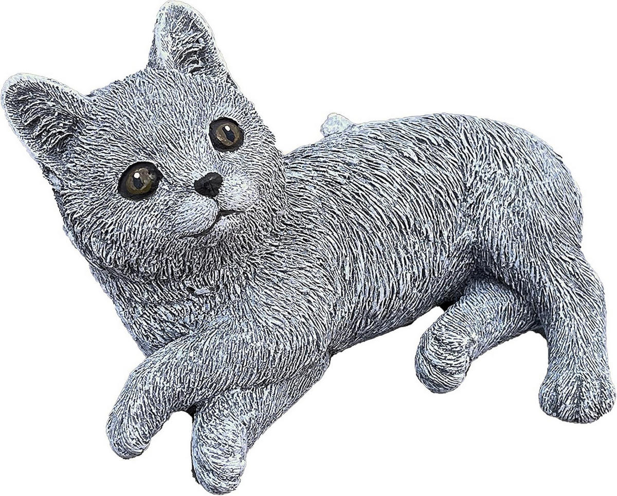 STEINFIGUR Katze Angelina liegend frostfest Steinguss - Grau, Stein (14/9/10cm) - stoneandstyle