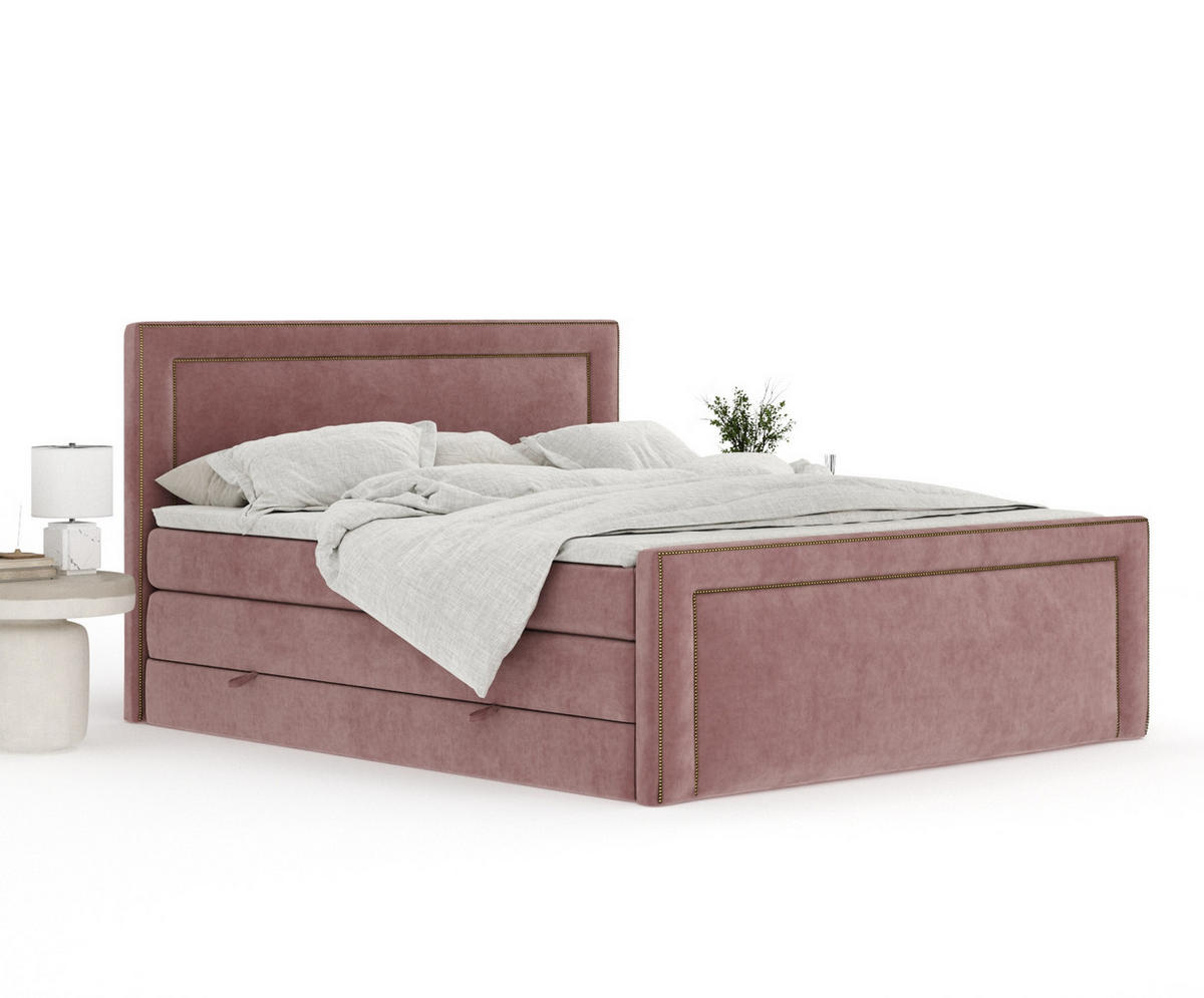 BOXSPRINGBETT Luxora Rosa 140/200 cm - Schwarz/Rosa, Holz/Holzwerkstoff (140/200cm) - Maison de Reve