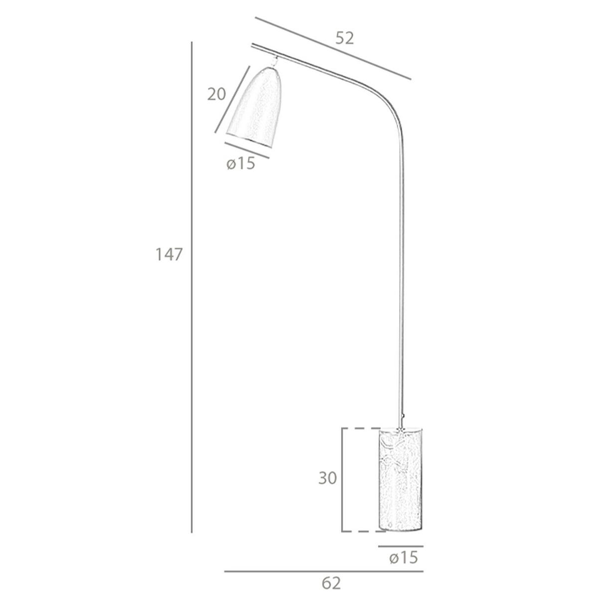 STELEUCHTE Stehleuchte aus Marmor und weißem Stahl 62/15/147 cm - Weiß, Metall (15/62/147cm) - ANGEL CERDA