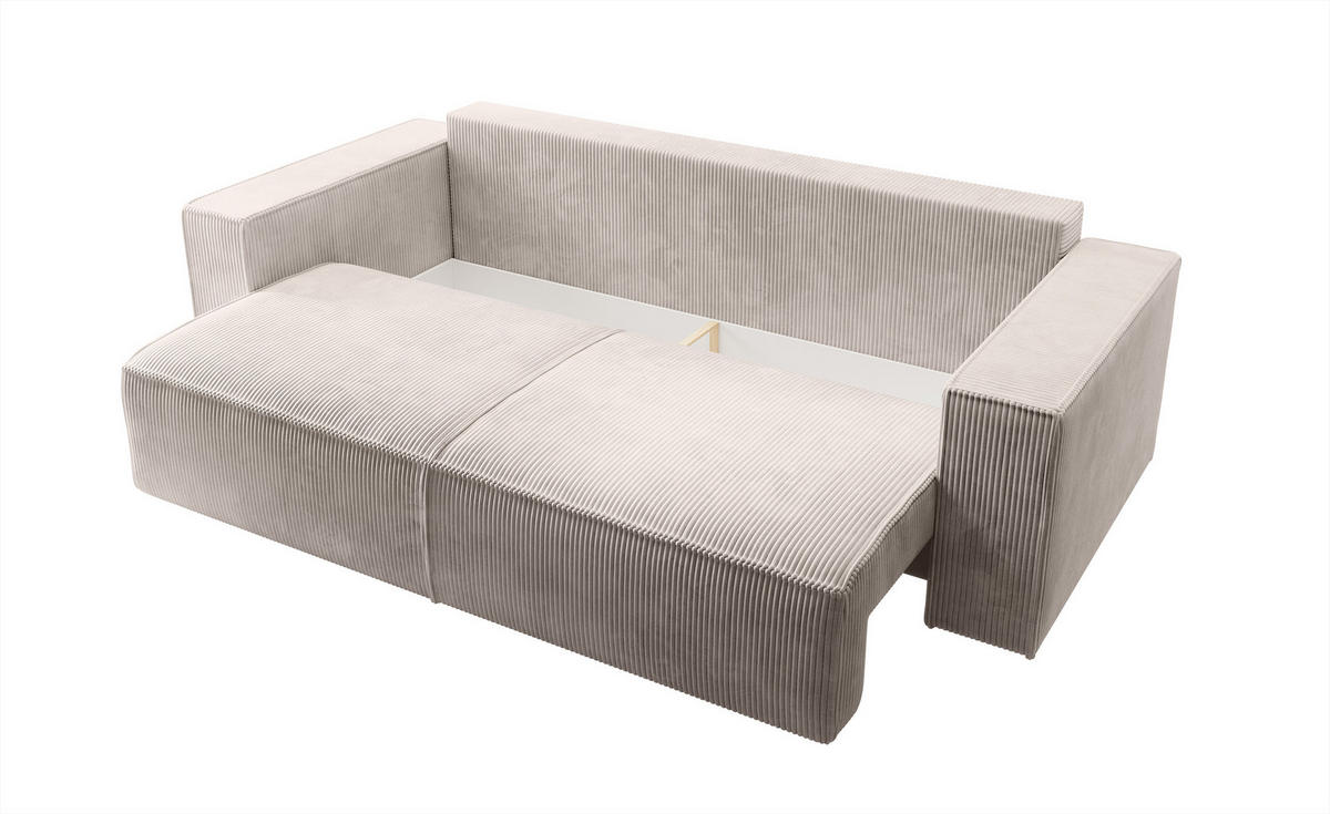 SCHLAFSOFA Farese Cremeweiß Cordbezug - Creme/Schwarz, Kunststoff/Textil (257/85/102cm) - Selsey