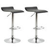 BARHOCKER 2er Set Lederlook schwarz - Chromfarben/Schwarz, Textil/Metall (36/63/39cm) - CLP