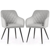 POLSTERSTUHL 2er Set, Metallbeine Grau 54,5/82/58 - Grau, Textil (55/82/58cm) - RAUMHIRSCH FURNITURE