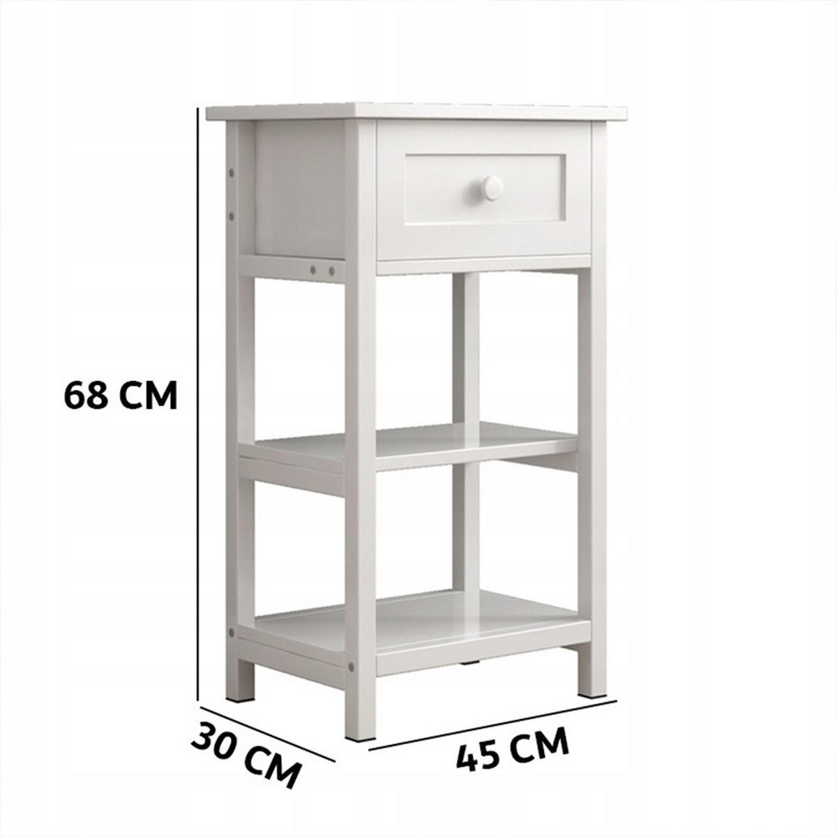 NACHTTISCH, weiß 45/30/68 cm - Weiß, Holzwerkstoff (45/68/30cm)