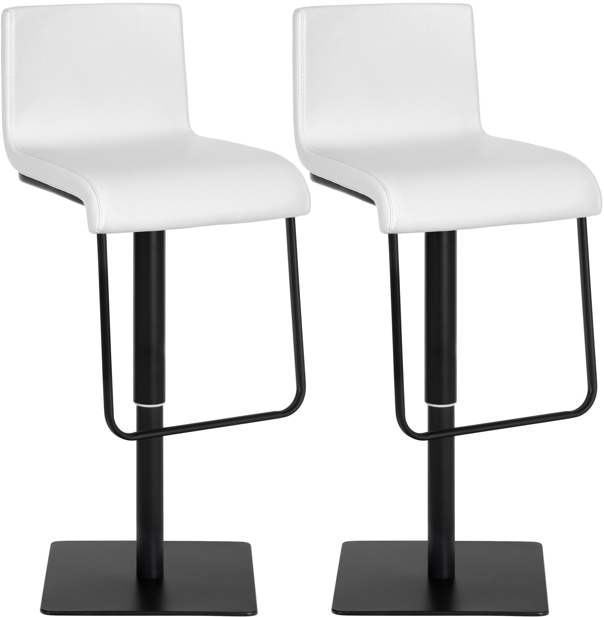 BARHOCKER 2er Set Lederlook Weiß - Schwarz/Weiß, Textil/Metall (41/80/46cm) - CLP