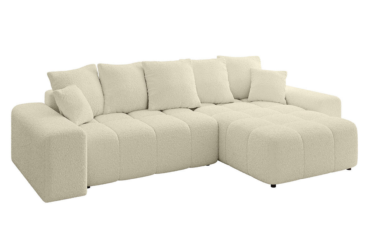 ECKSOFA Ottomane rechts ENIL-L 297x189x68 Beige Bouclé - Creme, Holzwerkstoff/Kunststoff (189/297cm) - ALTDECOR