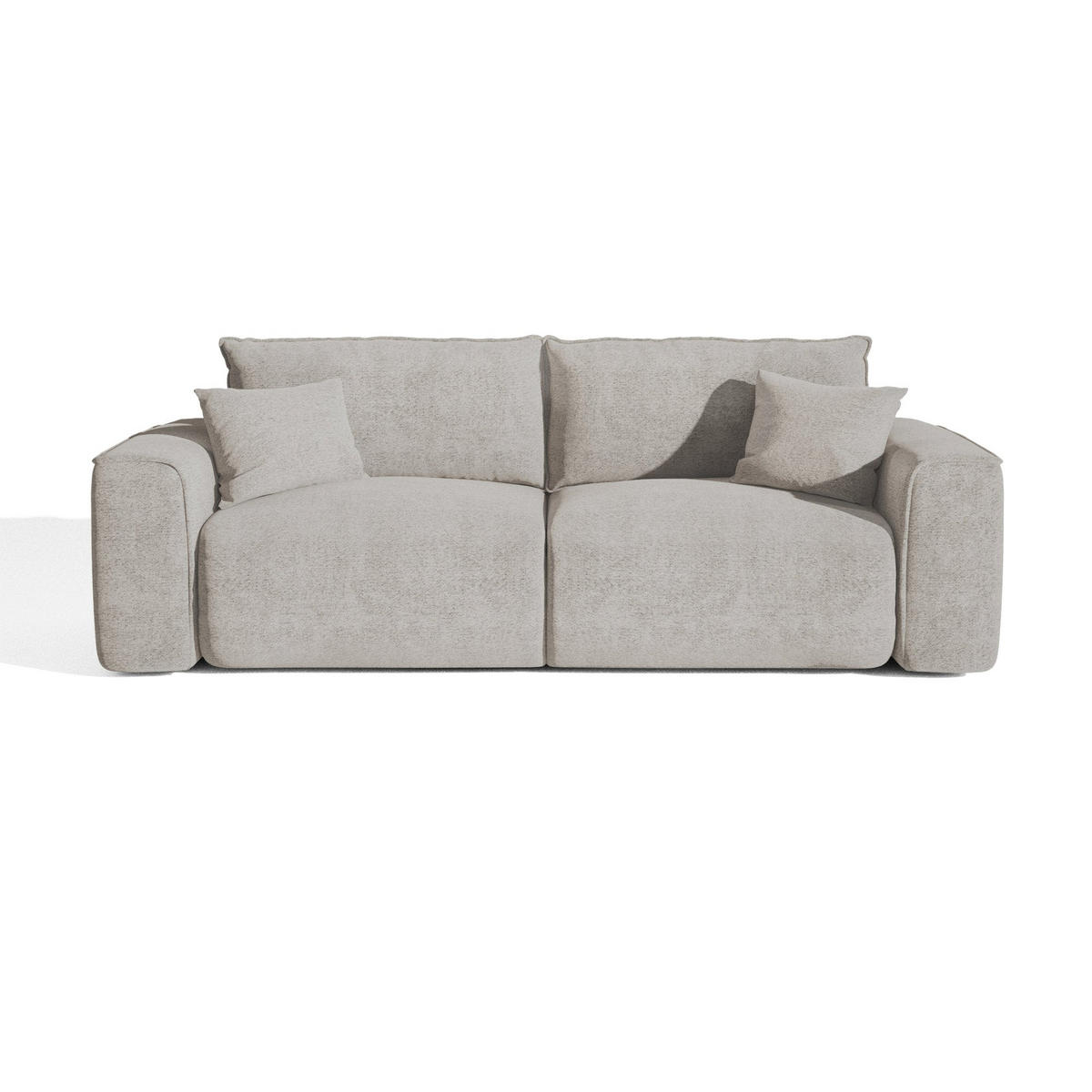 SCHLAFSOFA mit Stauraum COMO Bouclé-Stoff Hellgrau 254cm - Hellgrau/Grau, Textil (254/78/95cm) - Premium Interiors