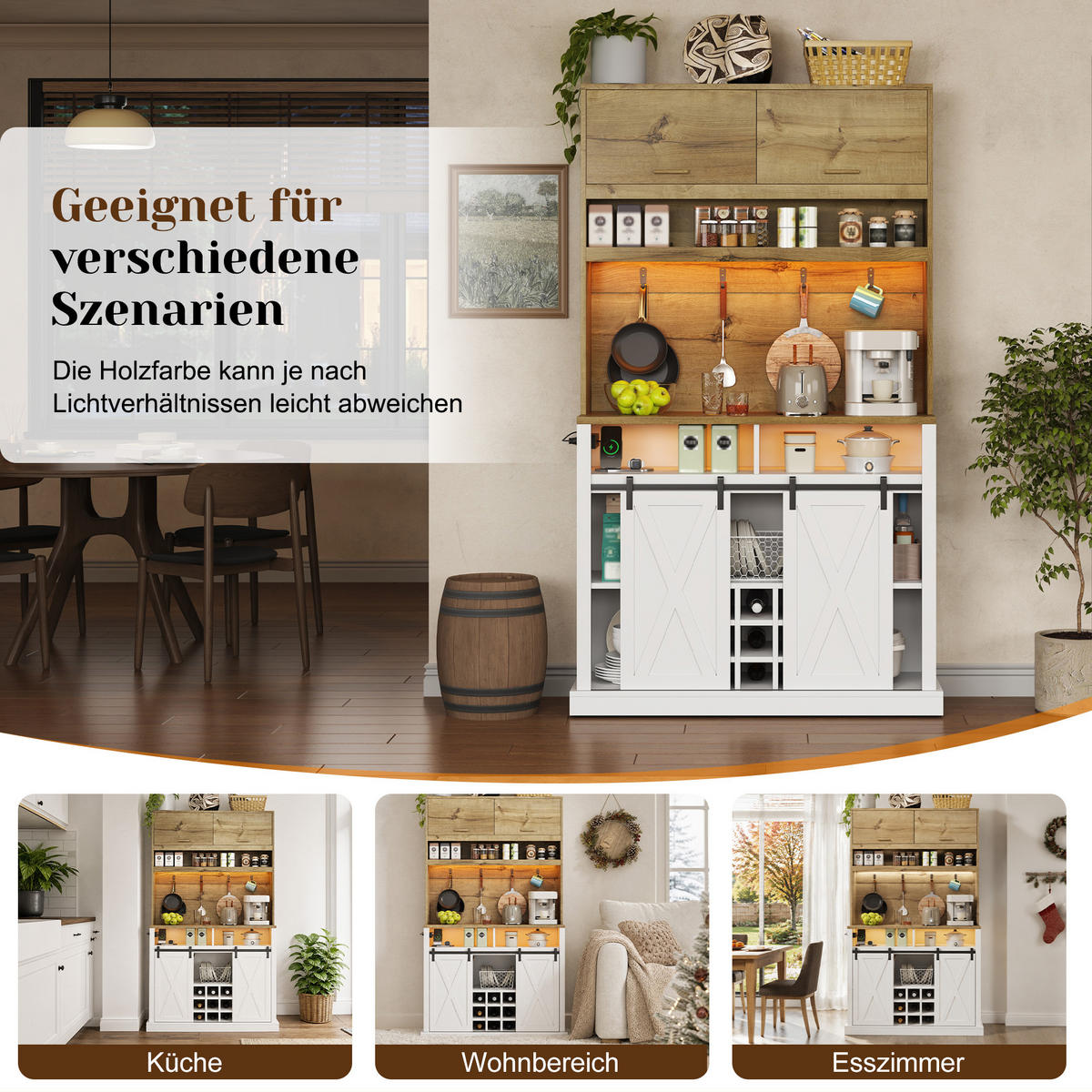 GESCHIRRSCHRANK Naturfarben 110/40/191 - Naturfarben, Holzwerkstoff (110/191/40cm)