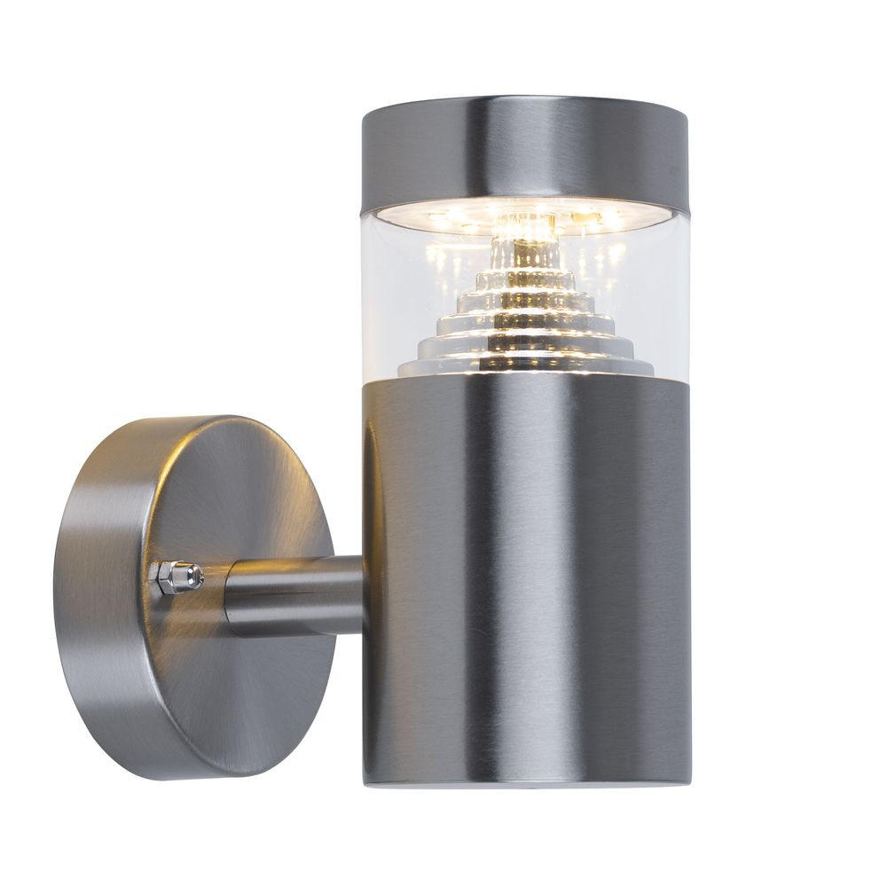 LED AUSSEN-WANDLEUCHTE Edelstahl Silber - Silberfarben, Metall (14/15.5/7.6cm)
