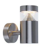 LED AUSSEN-WANDLEUCHTE Edelstahl Silber - Silberfarben, Metall (14/15.5/7.6cm)