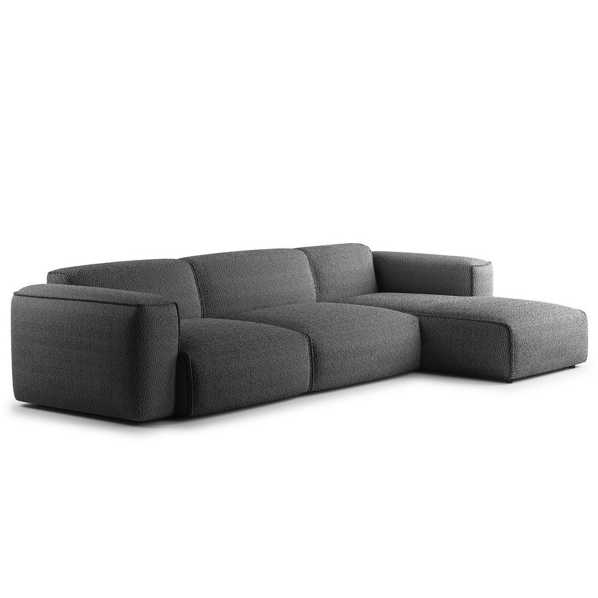 3-SITZER ECKSOFA mit Longchair - Anthrazit/Schwarz, Kunststoff/Textil (317/173cm) - home24
