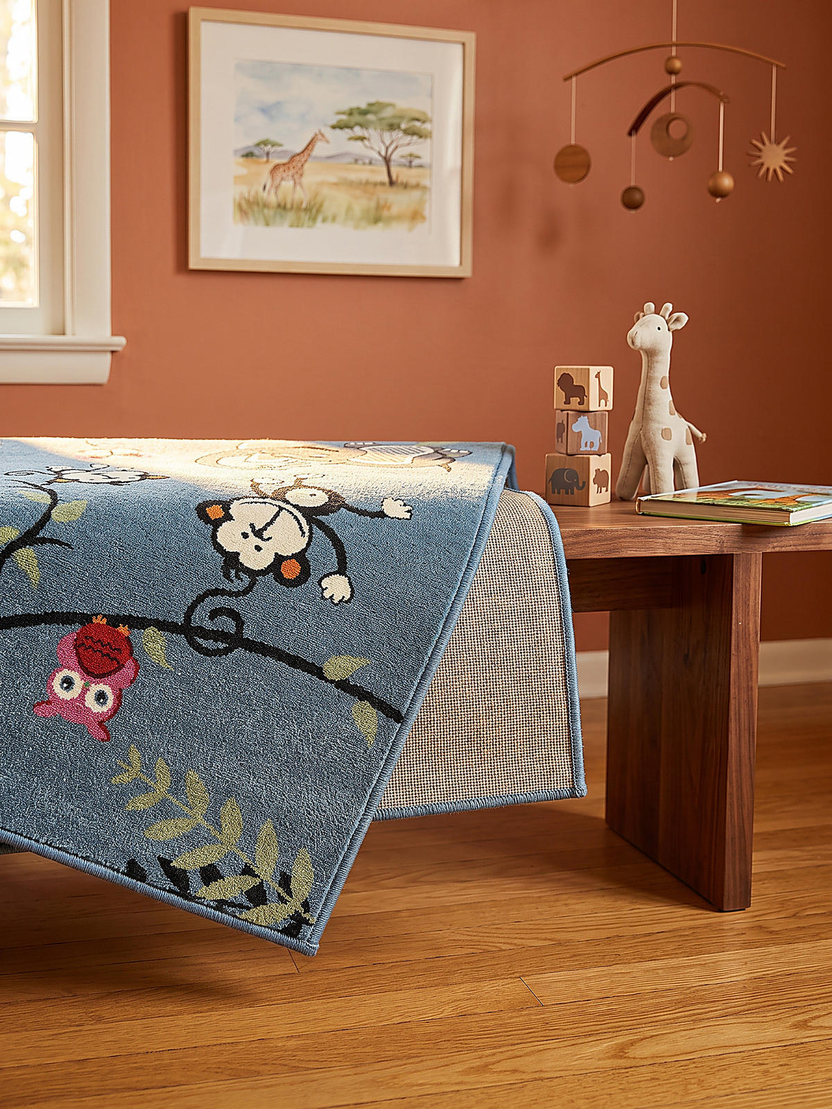 SPIELTEPPICH CASOLA Dschungel-Tiere Polypropylen Blau 120 x 170 cm - Blau, Textil (120/170cm) - KADIMA DESIGN