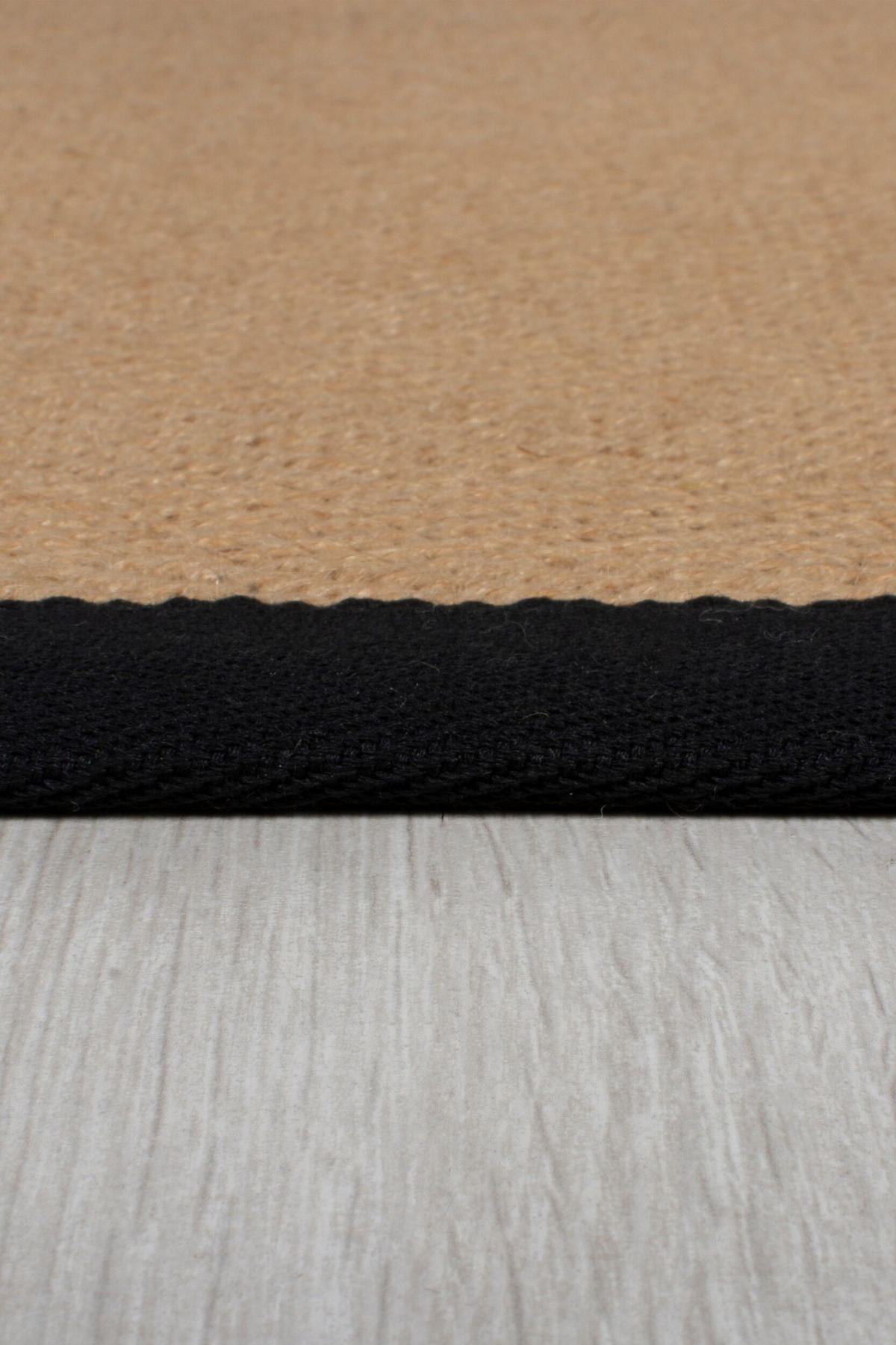 TEPPICH Jute mit Bordüre, Geometrisch-Design TRENT KIRA, Braun-Schwarz 60x230 cm - Schwarz/Naturfarben, Textil (60/230cm) - KADIMA DESIGN