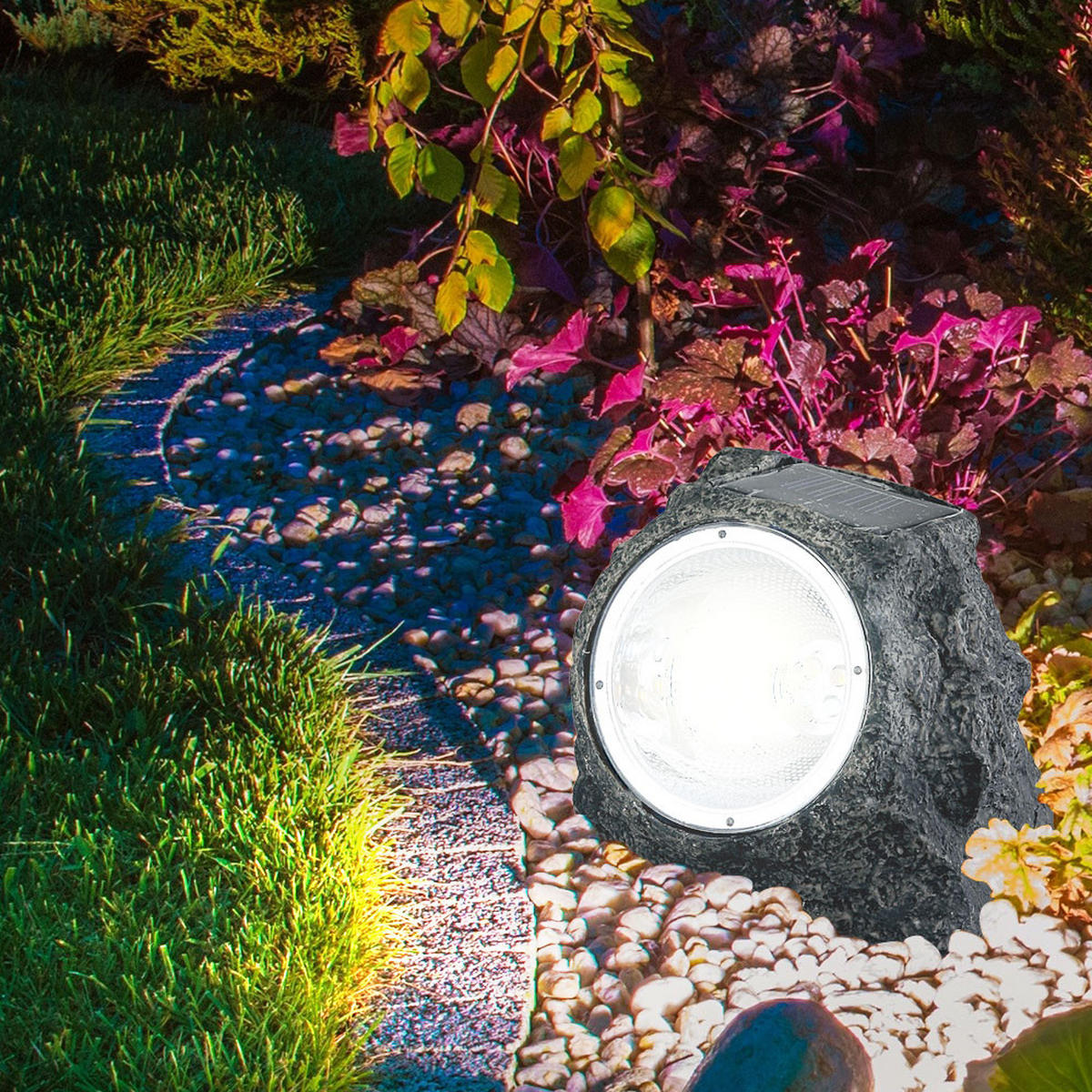 LED AUSSENLEUCHTE Steinoptik Grau - Grau, Kunststoff (16.5/12.3/10.5cm) - Globo Lighting