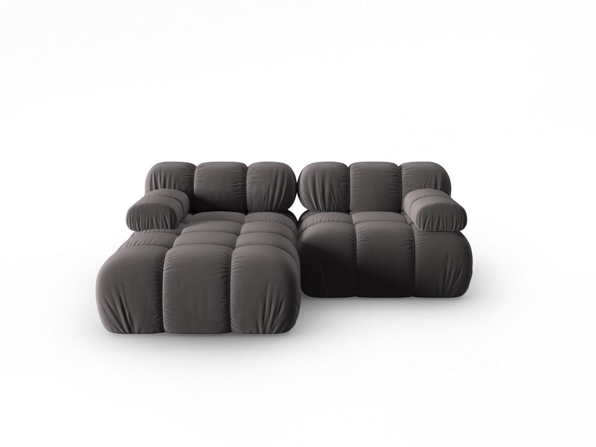 MODULARES-ECKSOFA links Bellis aus Samt dunkelgrau 3 Sitzplätze - Dunkelgrau, Textil (157/191cm) - Micadoni