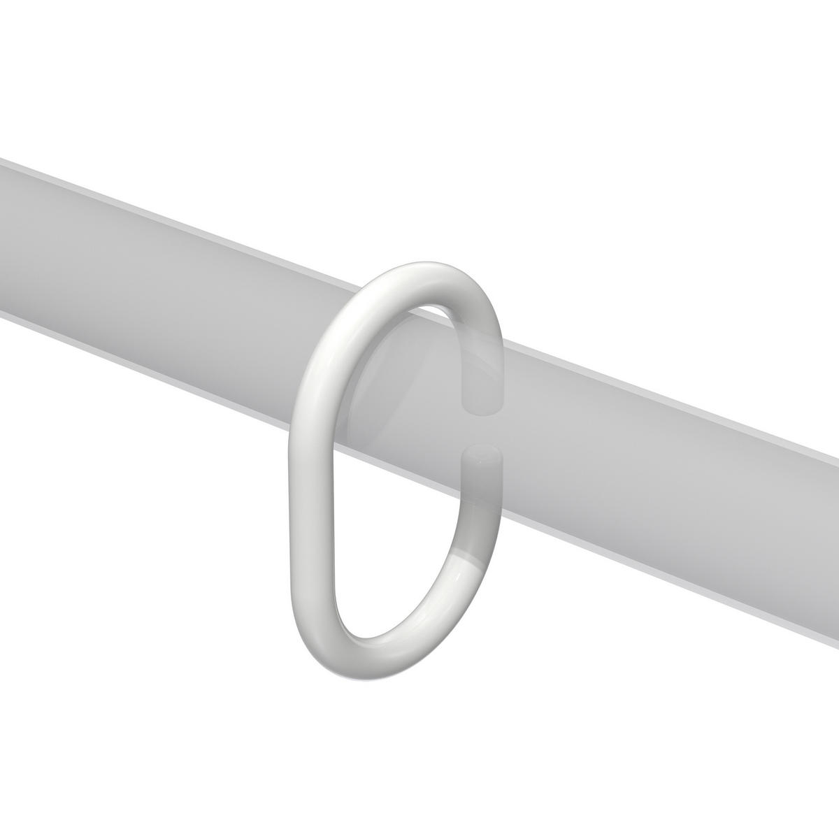 DUSCHVORHANGRINGE C-Form offen 60/42 mm für Duschvorhangstange/Spannstange, Weiß, Packung 10 Stück - Weiß, Kunststoff (30cm) - INTERDECO