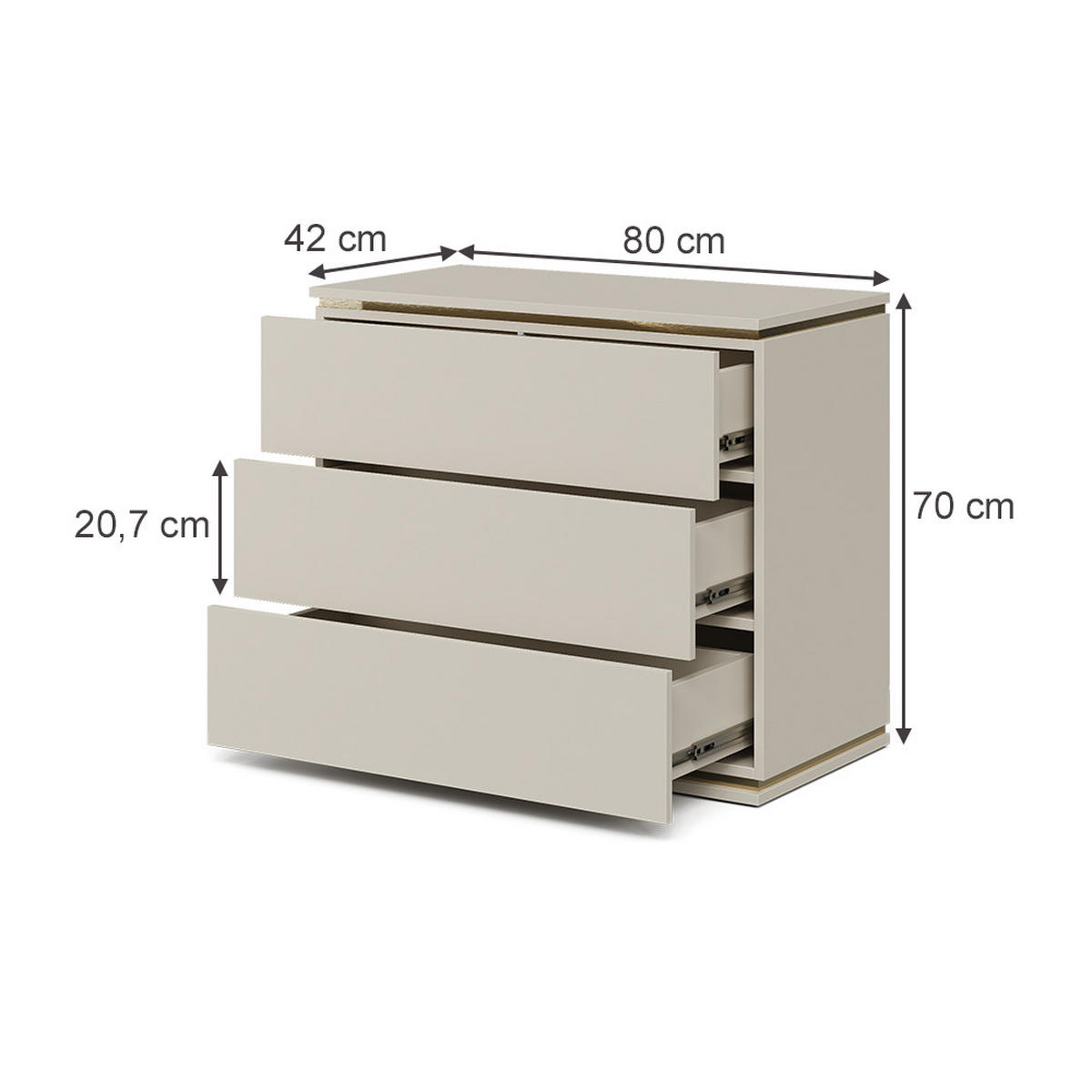 KREDENC Linette Zlatá - zlatá/kašmírová, kompozitní dřevo (80/70/42cm) - Vicco