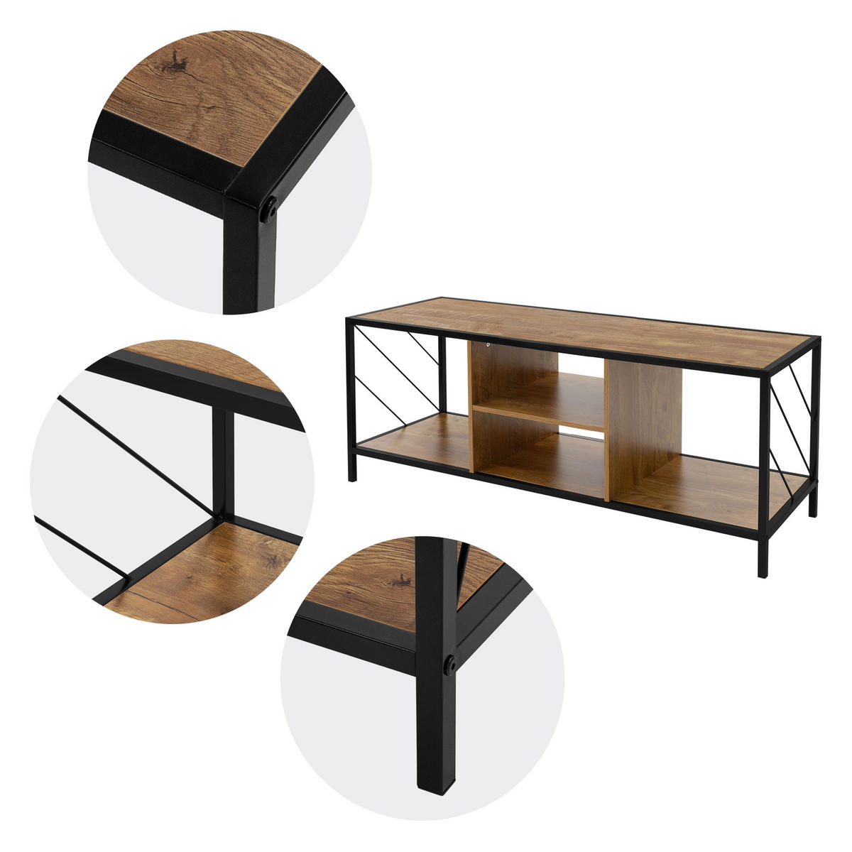 TV SCHRANK - Braun, Metall (40/46/120cm) - ML-DESIGN