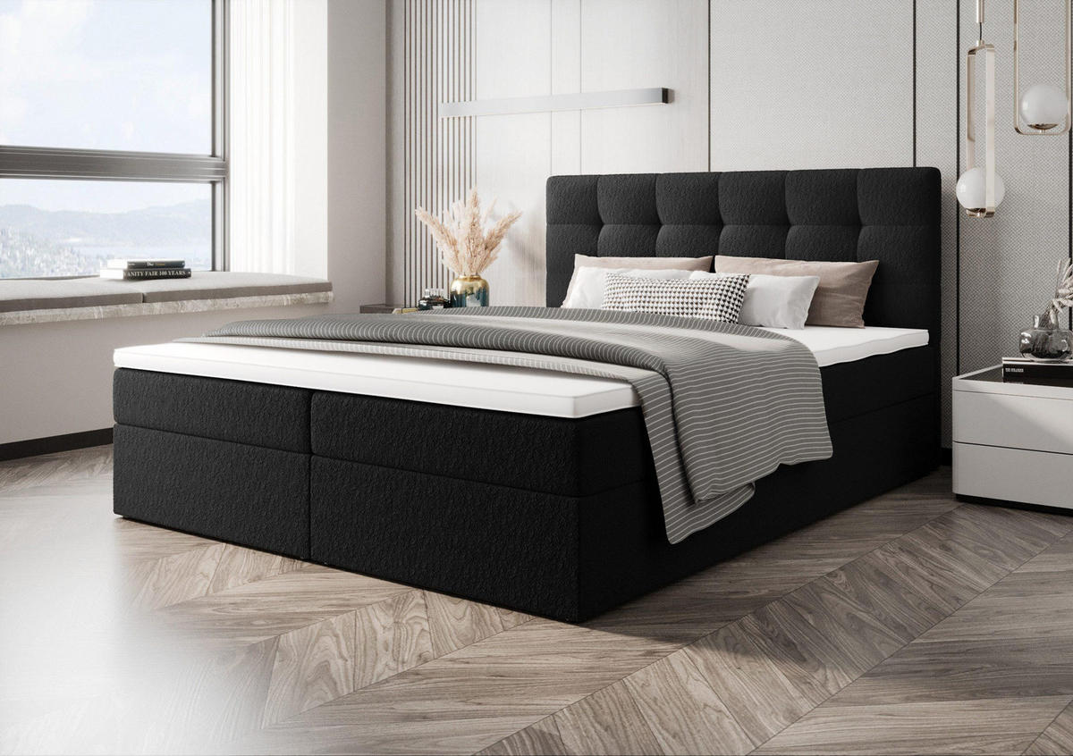 BOXBETT Sagani Schwarz 180x200 cm - Schwarz, Textil (180/200cm) - B&B Home