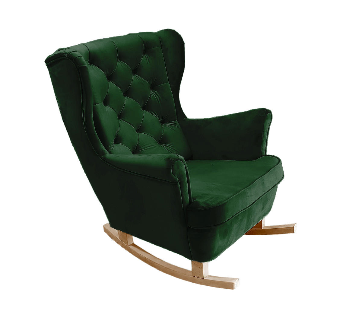SCHAUKELSESSEL mit gepolstertem Sitz und Armlehnen, 102x81x95 cm, Grün_29847 - Dunkelgrün/Buchefarben, Holz/Textil (81/102/95cm) - DomoHome