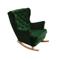 SCHAUKELSESSEL mit gepolstertem Sitz und Armlehnen, 102x81x95 cm, Grün_29847 - Dunkelgrün/Buchefarben, Holz/Textil (81/102/95cm) - DomoHome