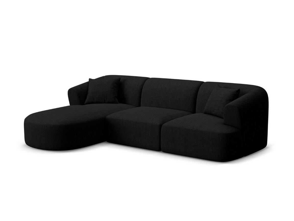 MODULARES-ECKSOFA links Campi aus strukturiertem Stoff schwarz 4 Sitzplätze - Schwarz, Textil (156/256cm) - Cosmopolitan Design