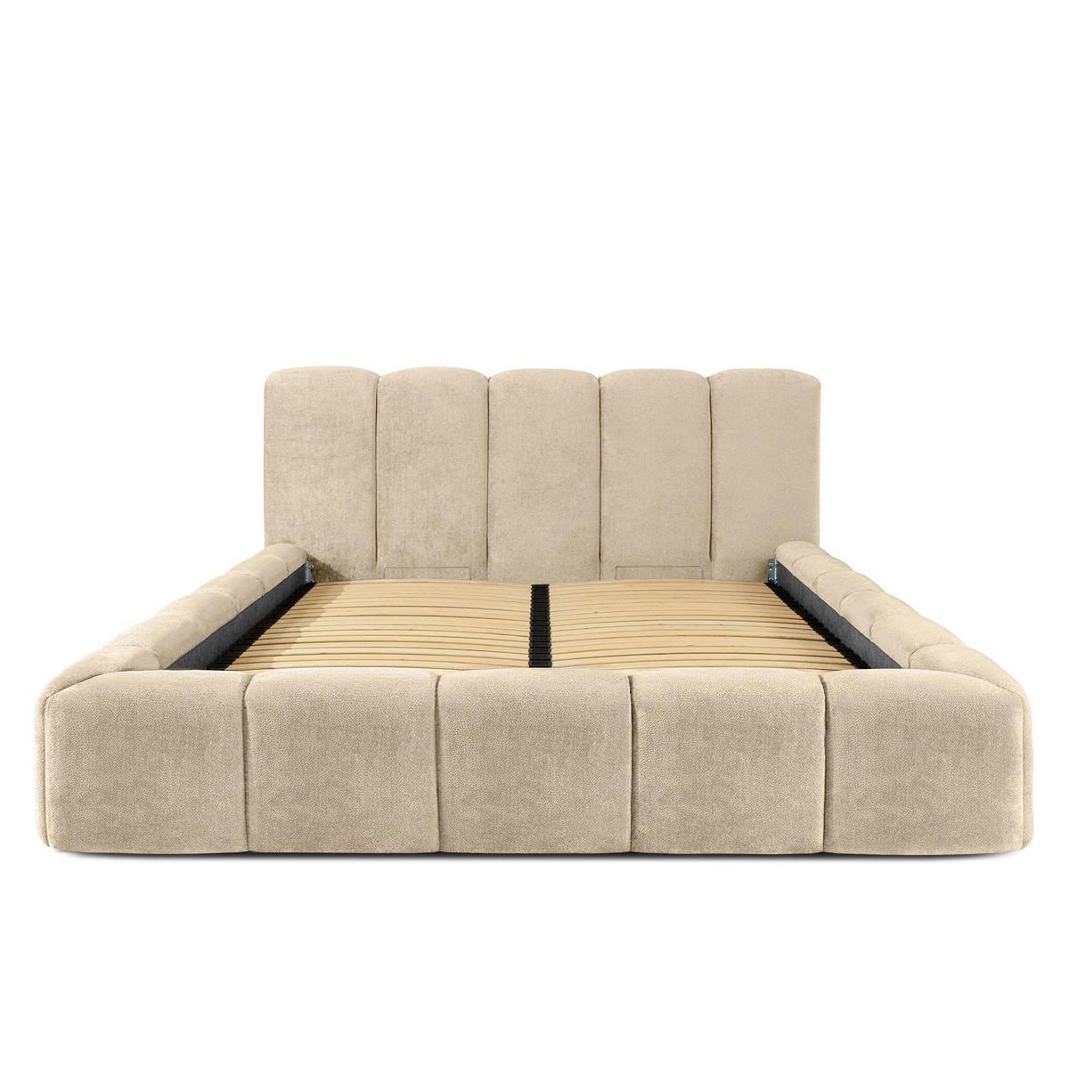 POLSTERBETT OLMIRA - Beige/Schwarz, Holz/Holzwerkstoff (162/203cm) - KONSIMO®