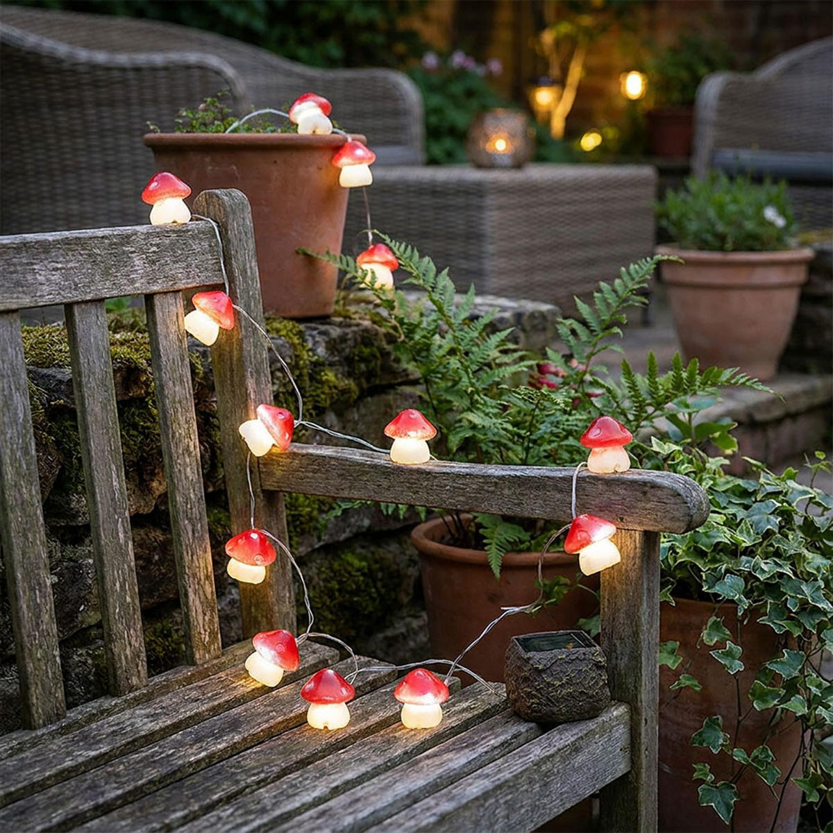 LED AUSSENLEUCHTE Solar Lichterkette Rot Weiß - Rot, Kunststoff (270/4/4cm)