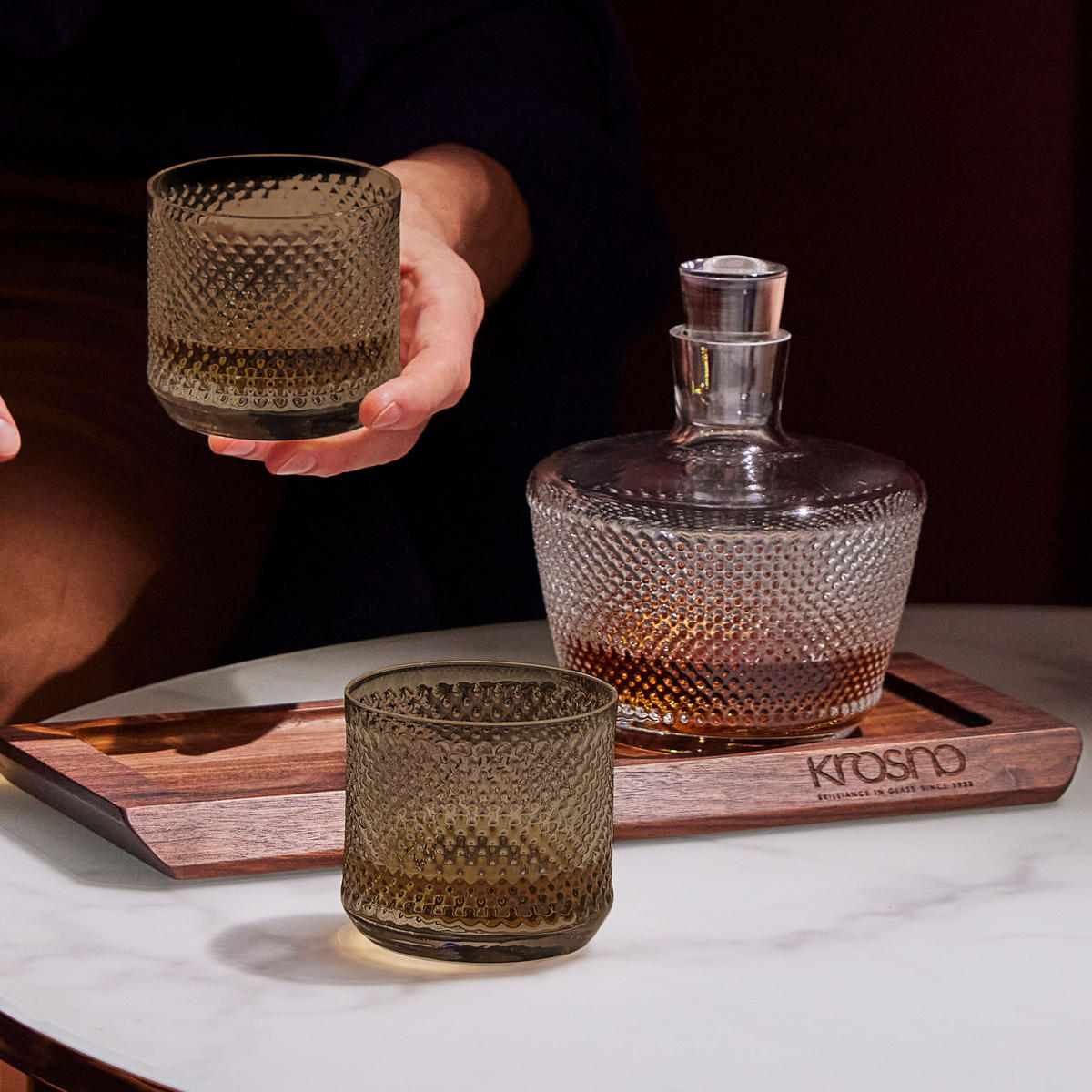 WHISKYGLÄSER, 4er-Set, 270 ml, Handgemacht - Braun, Glas (0.27L) - Krosno Glass