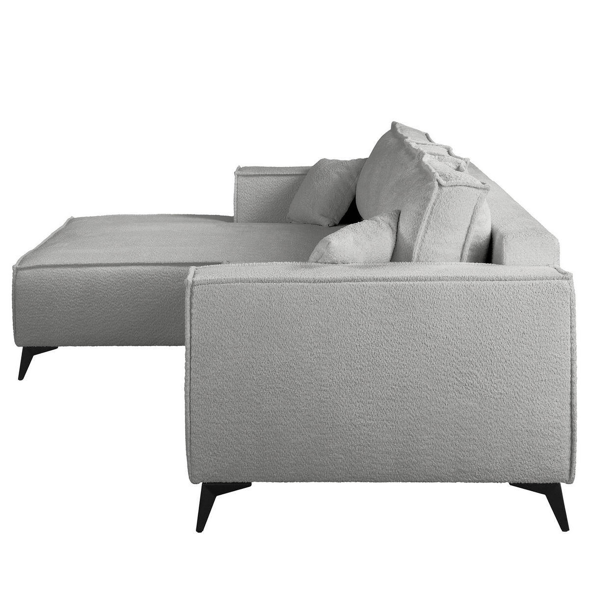 ECKSOFA mit Schlaffunktion - Schwarz/Grau, Textil (294/185cm) - home24