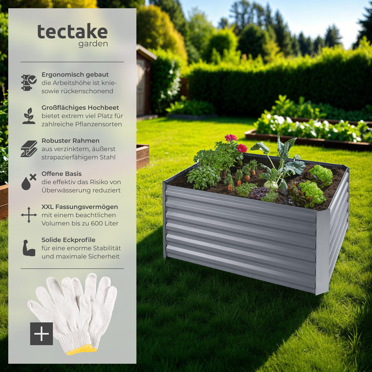 HOCHBEET Salvia,120 x 90 x 57 cm,silber - Silberfarben, Metall (90/57/120cm) - tectake