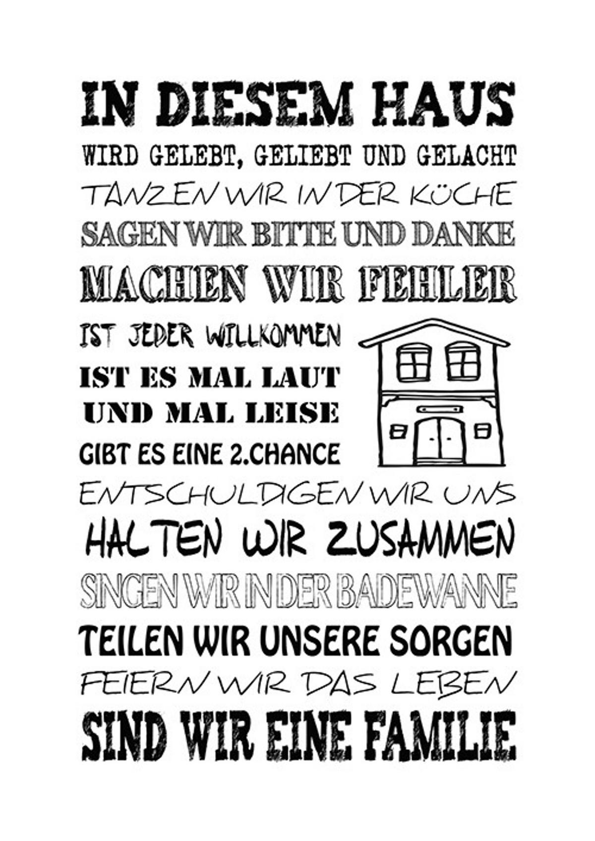 POSTER DIN A4 21x29,7 cm Familie Zuhause Spruch - Weiß, Papier (21/29.7/2cm) - artissimo